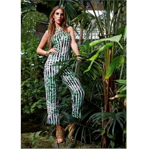 NWT Zara Size XS Long Exotic Halter Jumpsuit - Picture 2 of 6